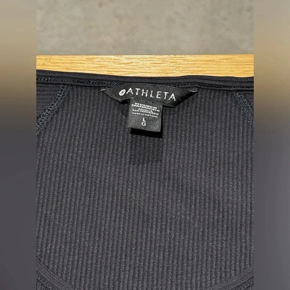 Athleta Black Ribbed Pacifica Dress Midi Athleisure Size Large NWOT - Picture 4 of 8